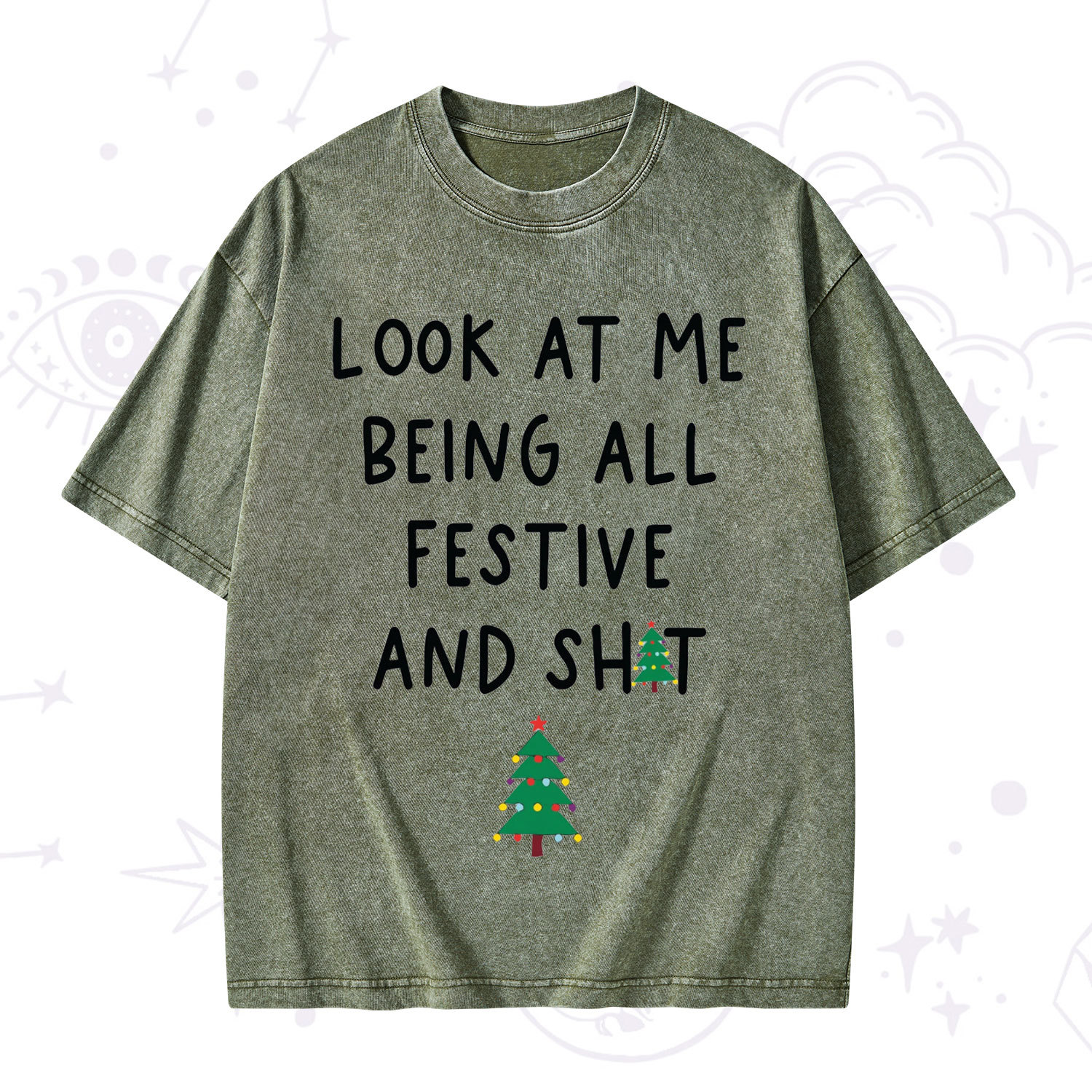 Purplehecate Look At Me Being All Festive Christmas Washed T-Shirt