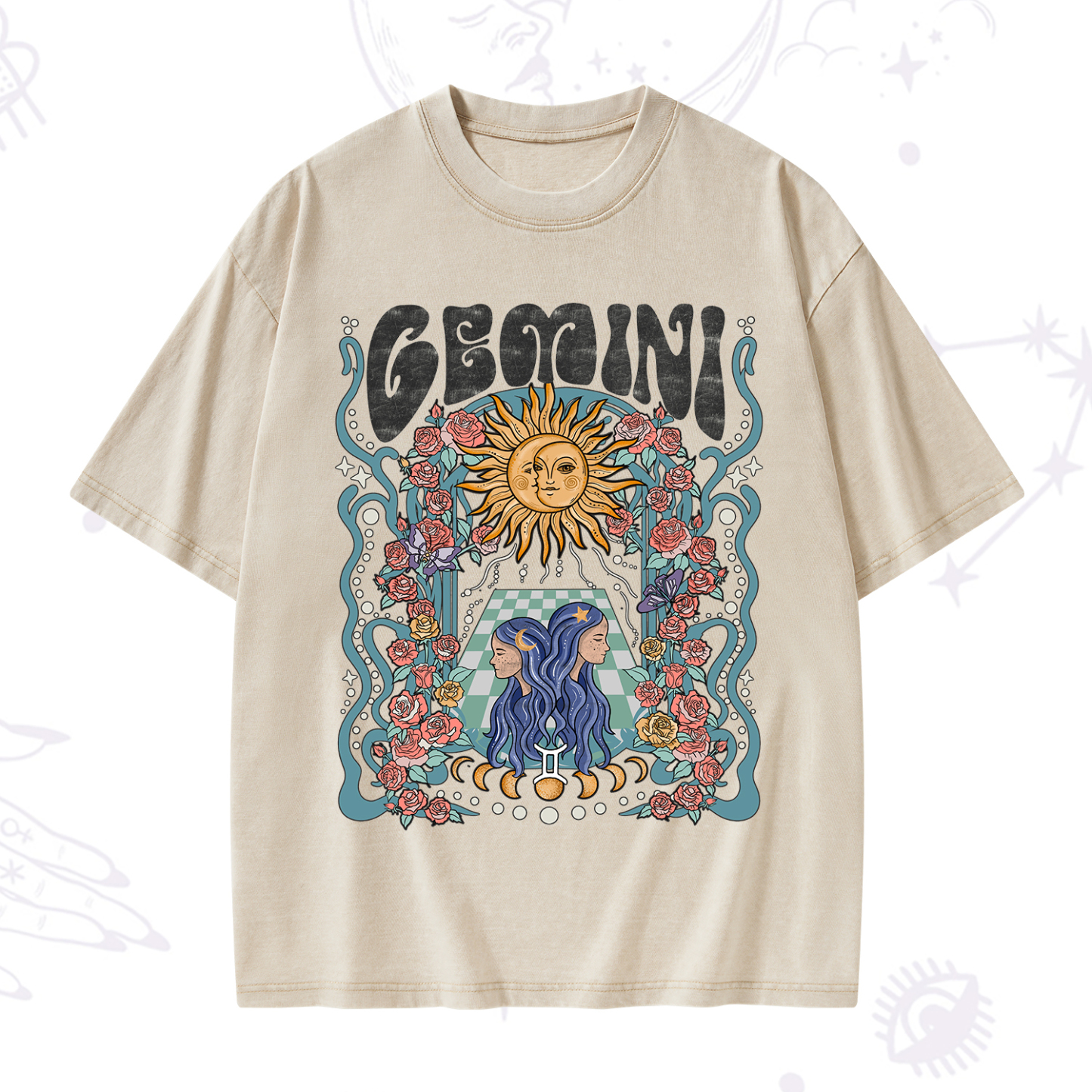 Purplehecate Gemini Spirit Zodiac Washed T-Shirt