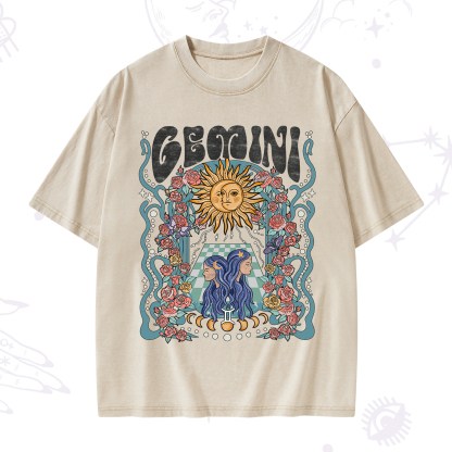 Purplehecate Gemini Spirit Zodiac Washed T-Shirt