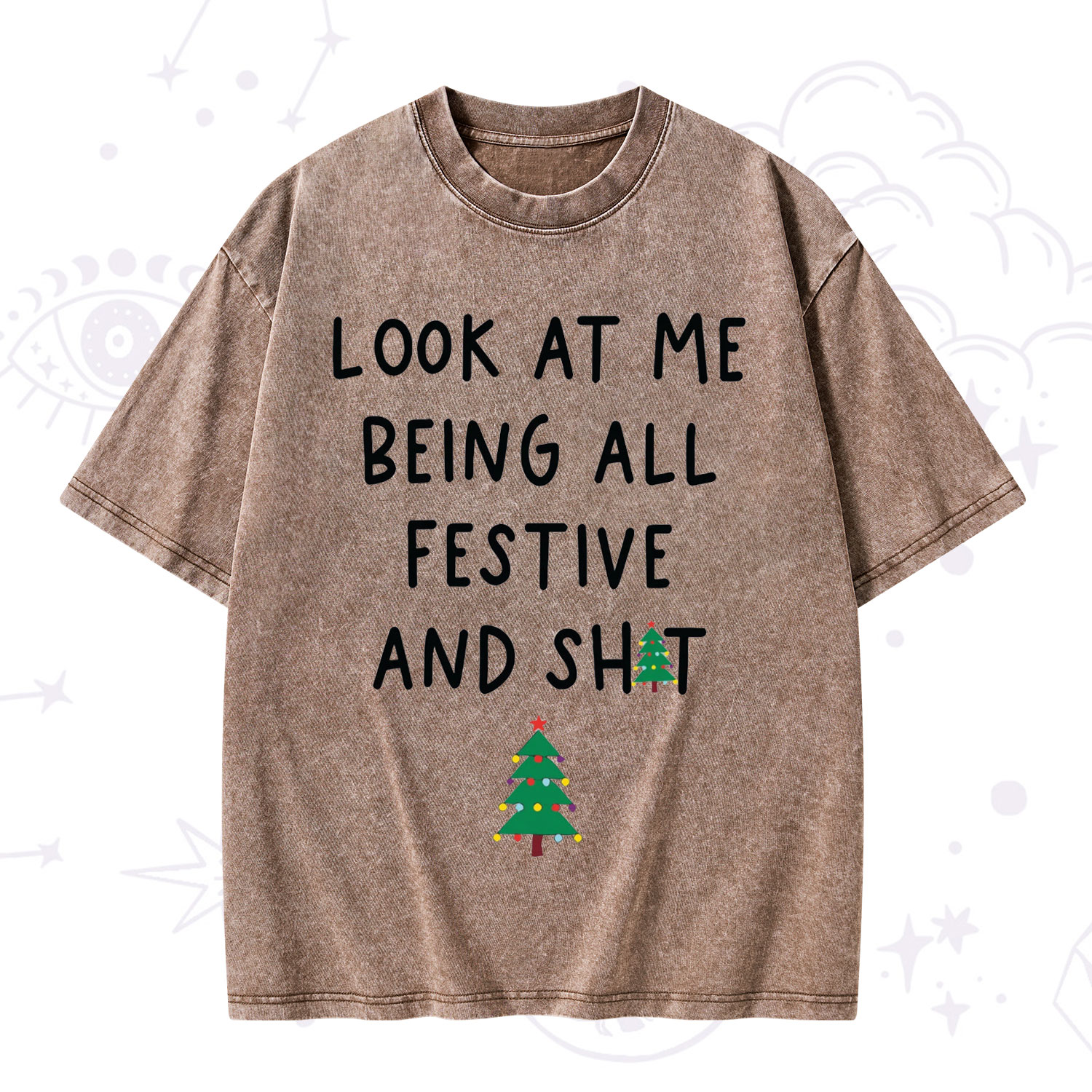 Purplehecate Look At Me Being All Festive Christmas Washed T-Shirt