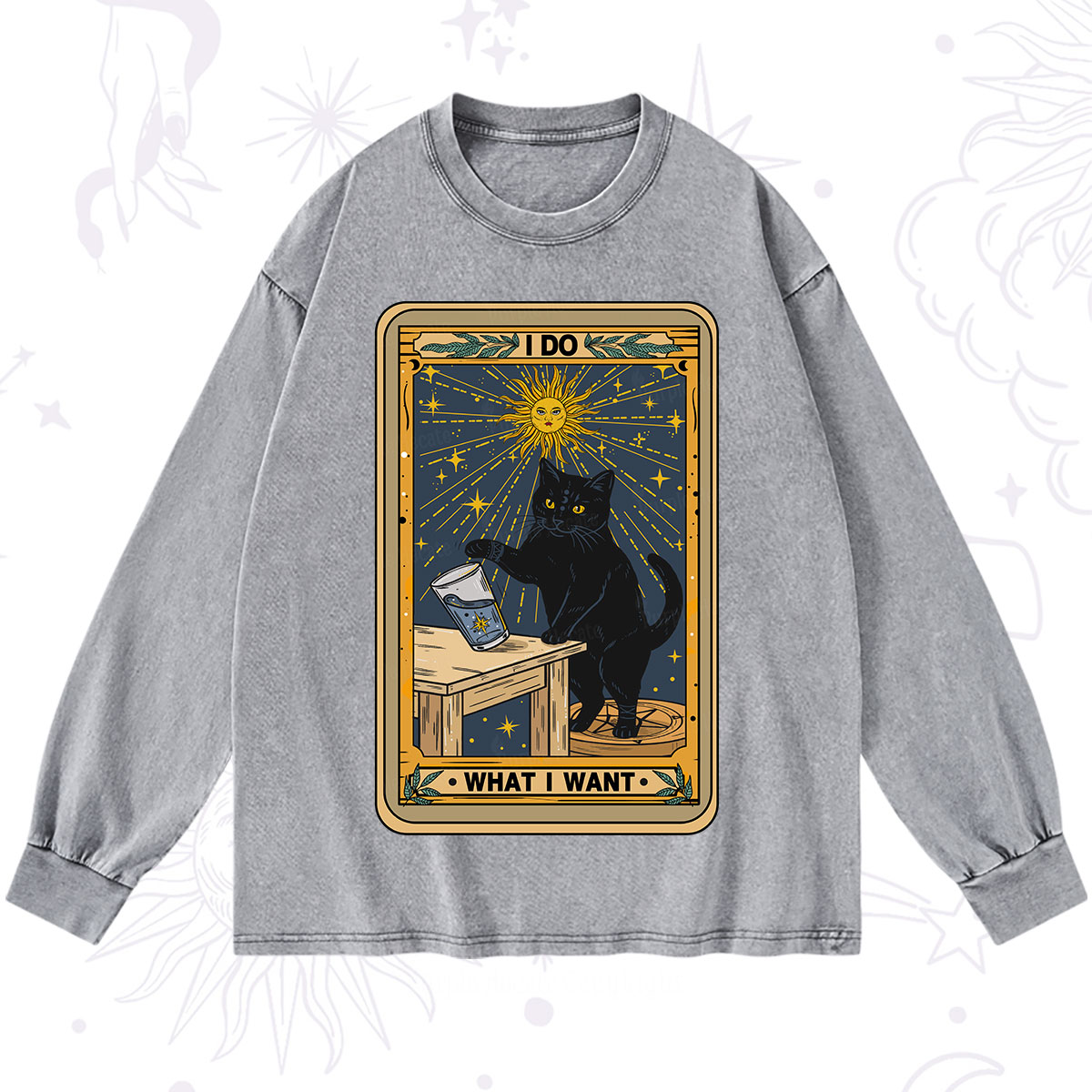 Purplehecate I Do What I Want Cats Washed Long Sleeve Shirt