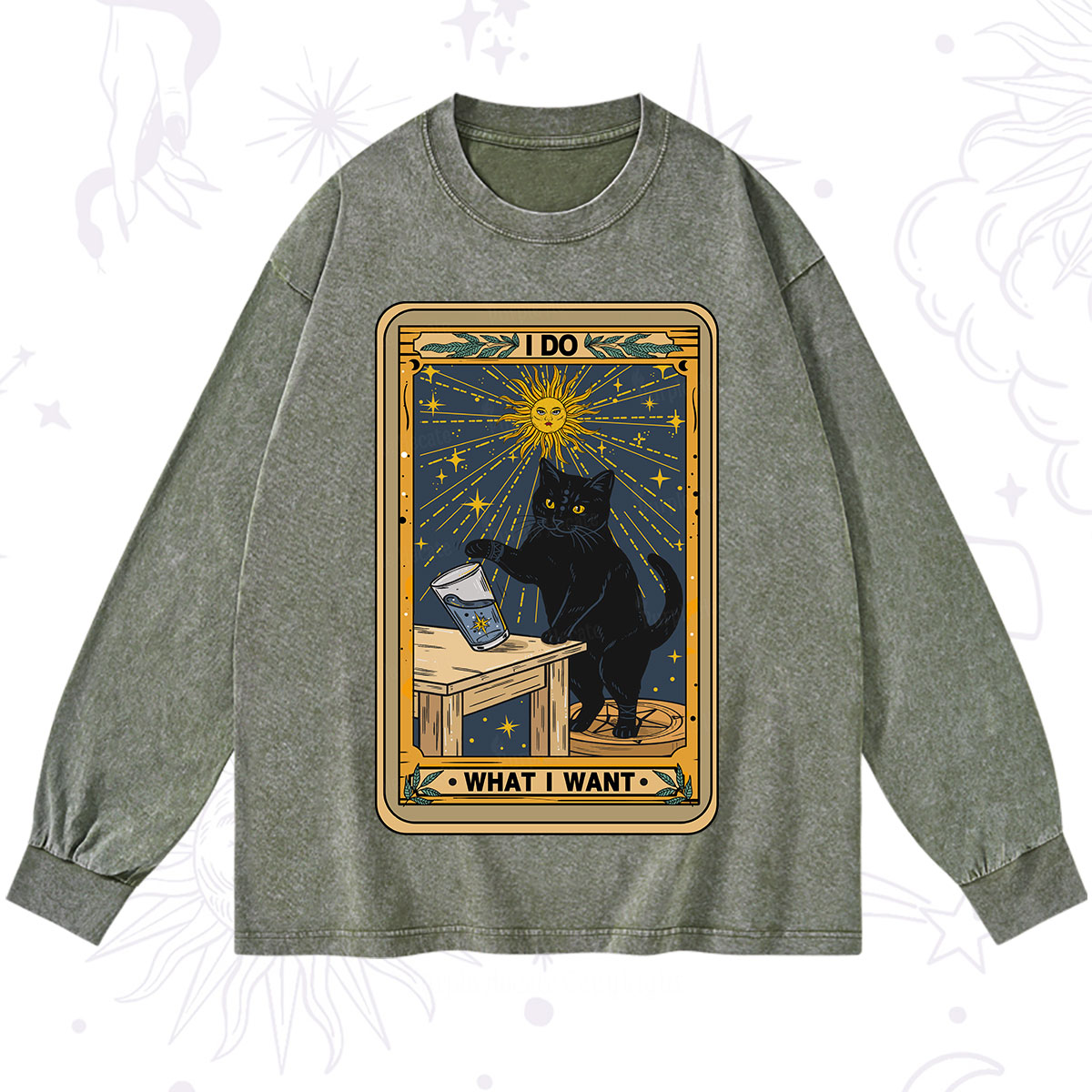 Purplehecate I Do What I Want Cats Washed Long Sleeve Shirt