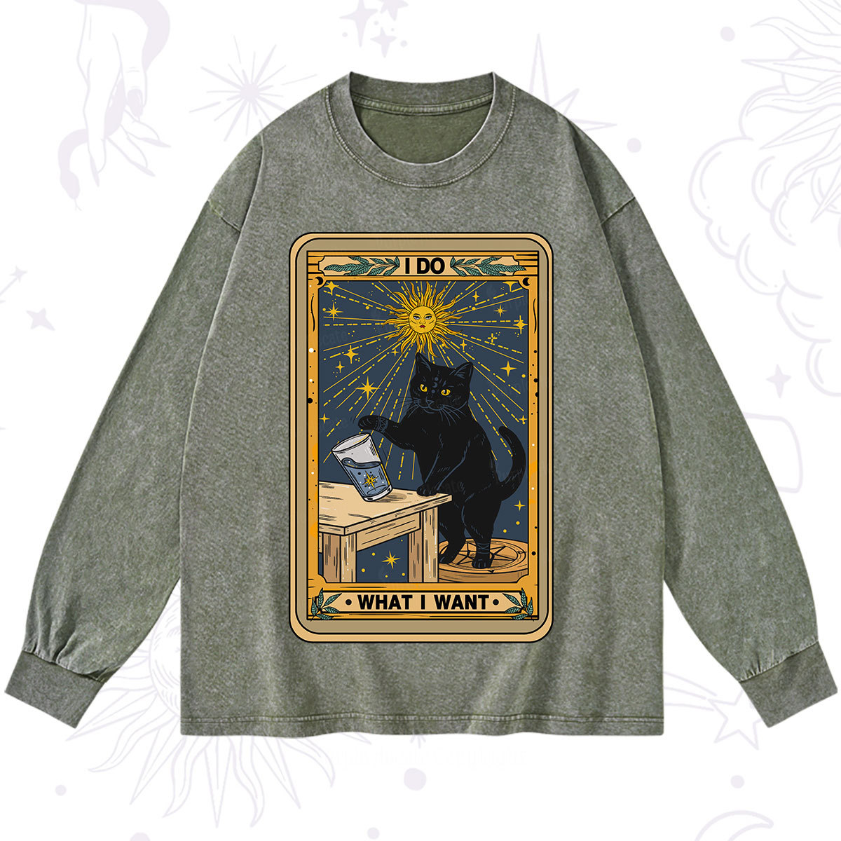 Purplehecate I Do What I Want Cats Washed Long Sleeve Shirt