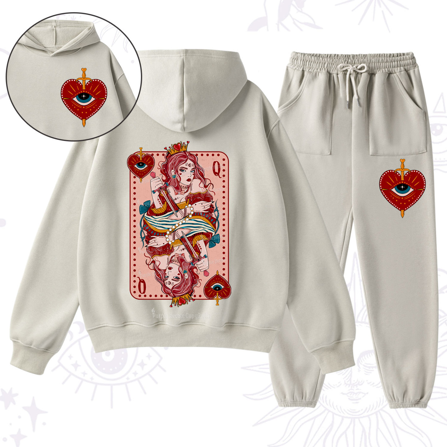 Purplehecate Queen of Hearts Fleece Hoodie Suit