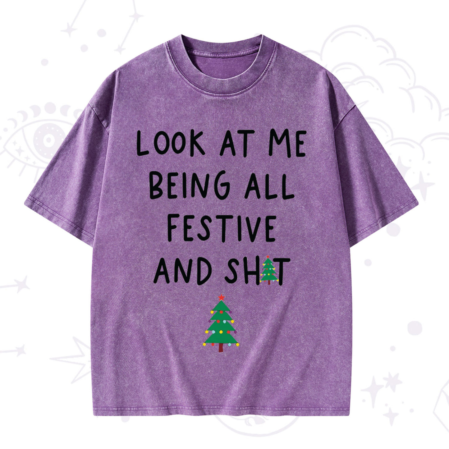 Purplehecate Look At Me Being All Festive Christmas Washed T-Shirt