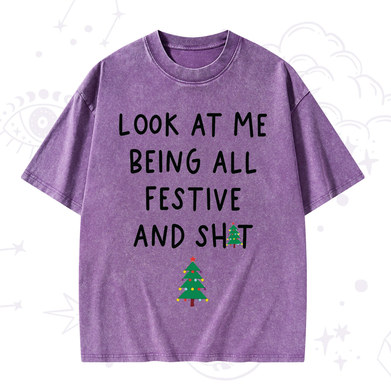 Purplehecate Look At Me Being All Festive Christmas Washed T-Shirt
