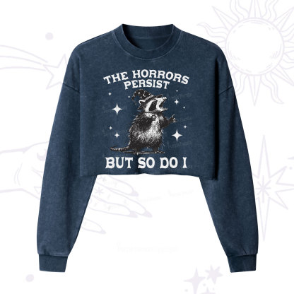 Purplehecate The Horrors Persist But So Do I Cropped Washed Sweatshirt