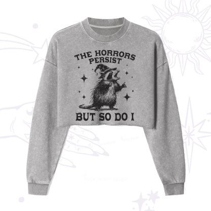 Purplehecate The Horrors Persist But So Do I Cropped Washed Sweatshirt