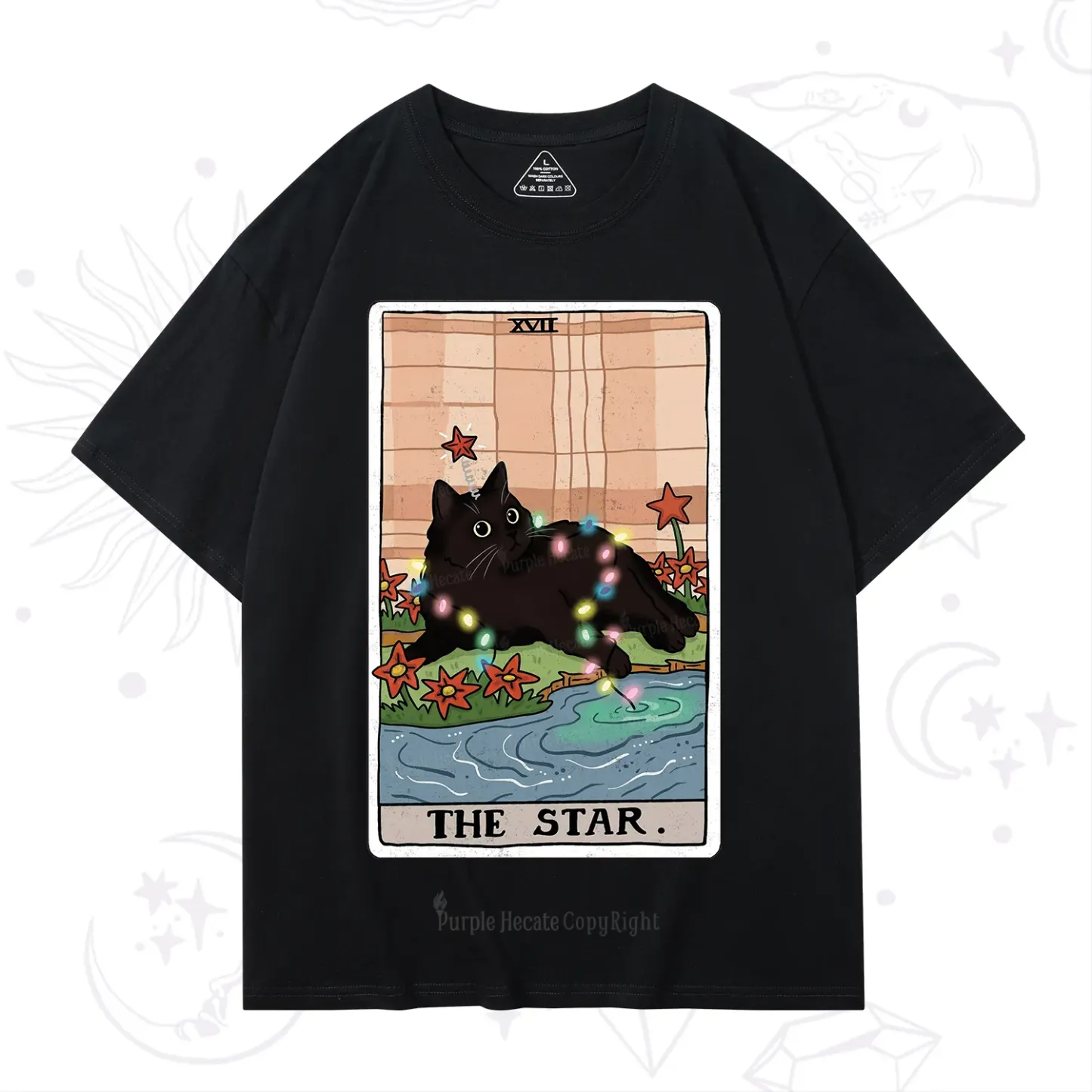 Purplehecate The Star Cat Tarot Card T-Shirt