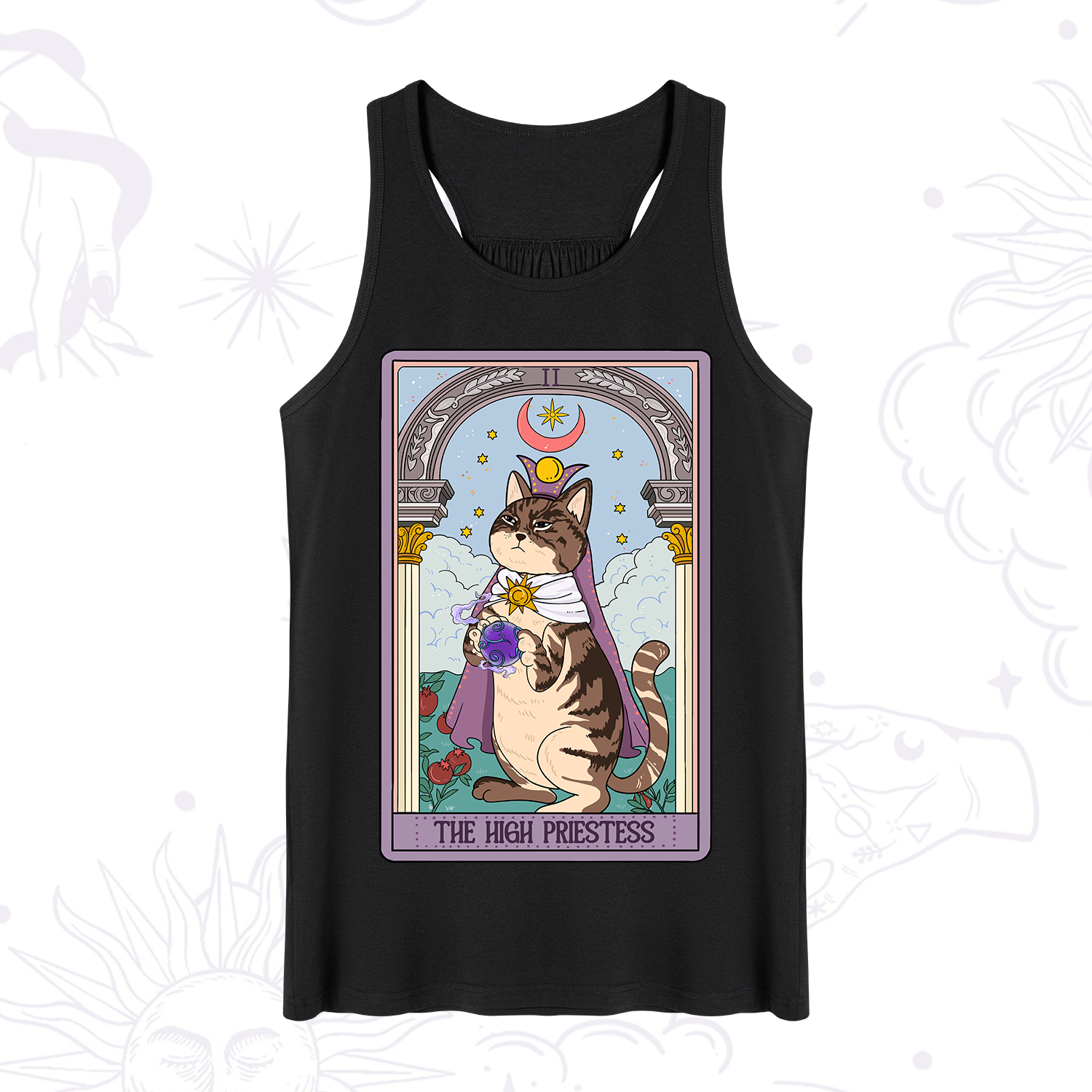 Purplehecate The High Priestess Cat Tarot Tank