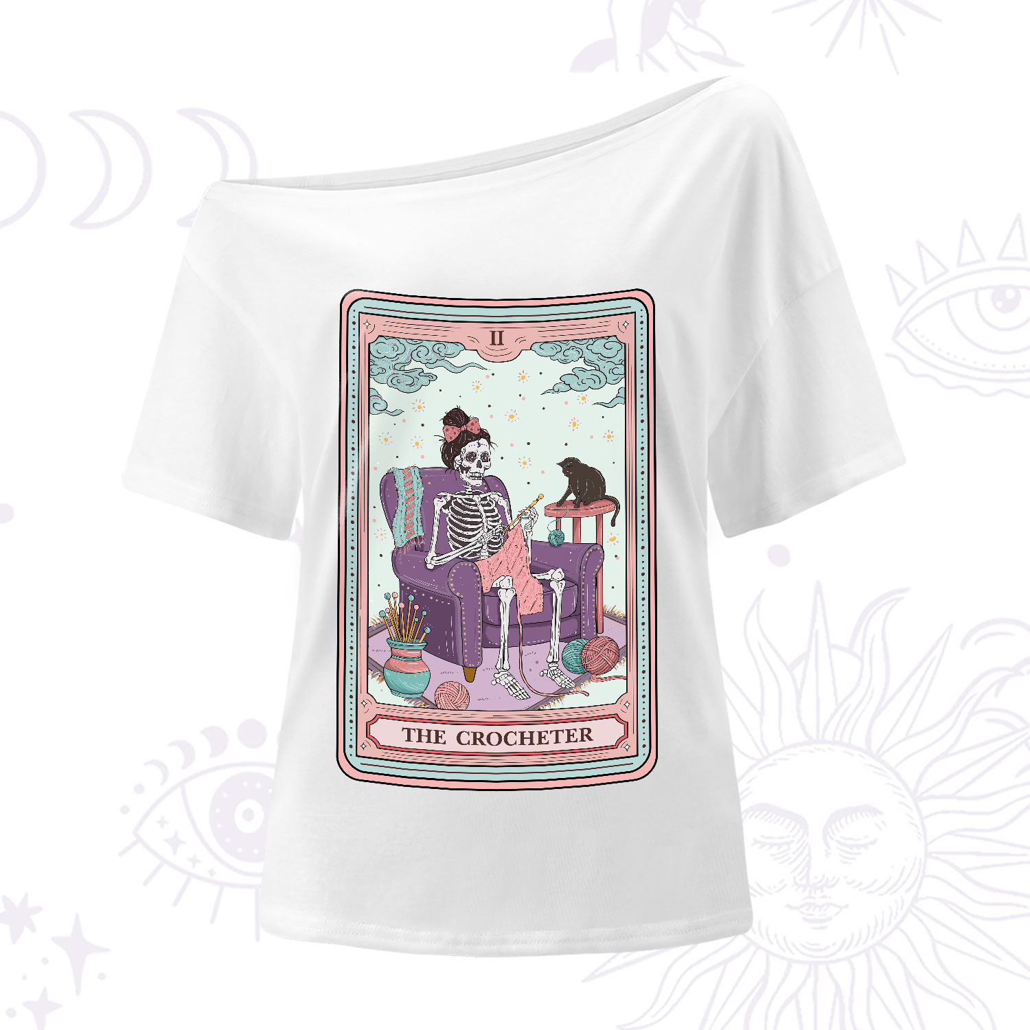 Purplehecate The Crocheter Tarot One-Shoulder T-Shirt