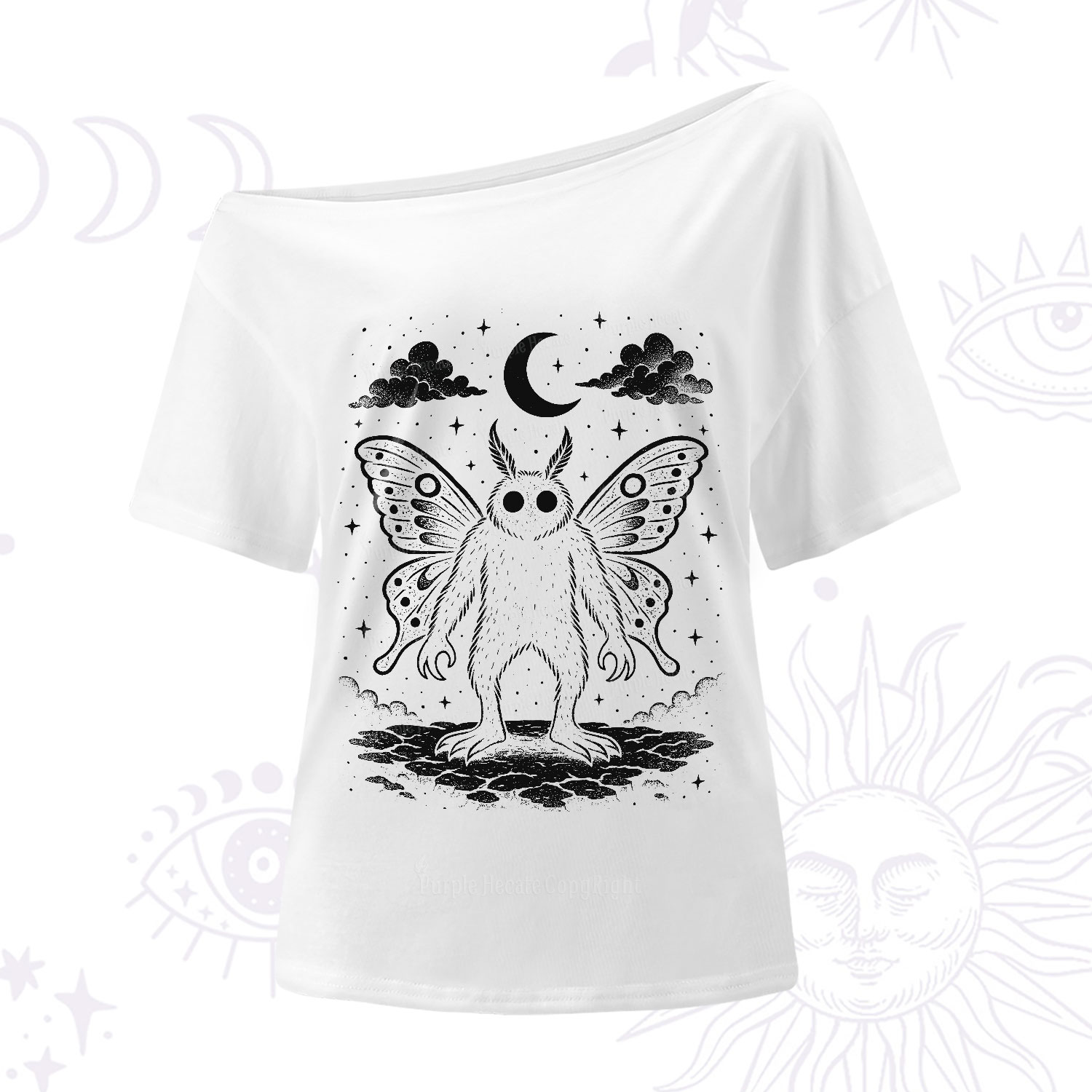 Purplehecate Celestial Cryptid Mothman One Shoulder T-Shirt