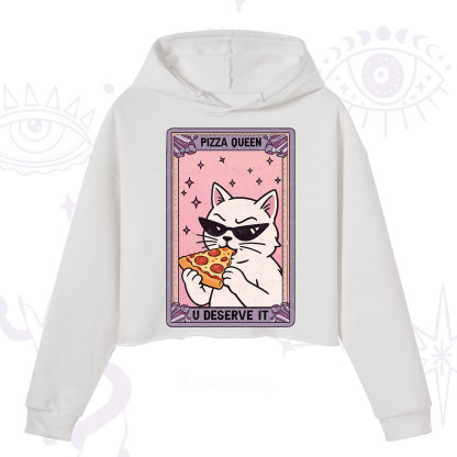 Purplehecate The Pizza Queen Cat Tarot Crop Hoodie