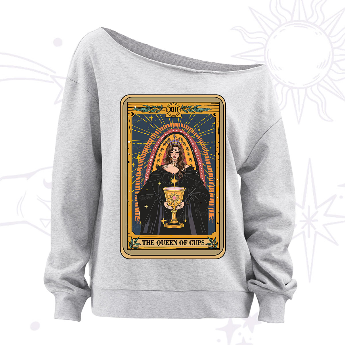 Purplehecate The Queen of Cups Tarot Off The Shoulder Sweatshirt