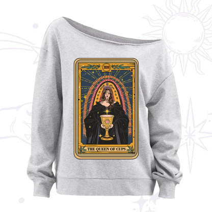 Purplehecate The Queen of Cups Tarot Off The Shoulder Sweatshirt