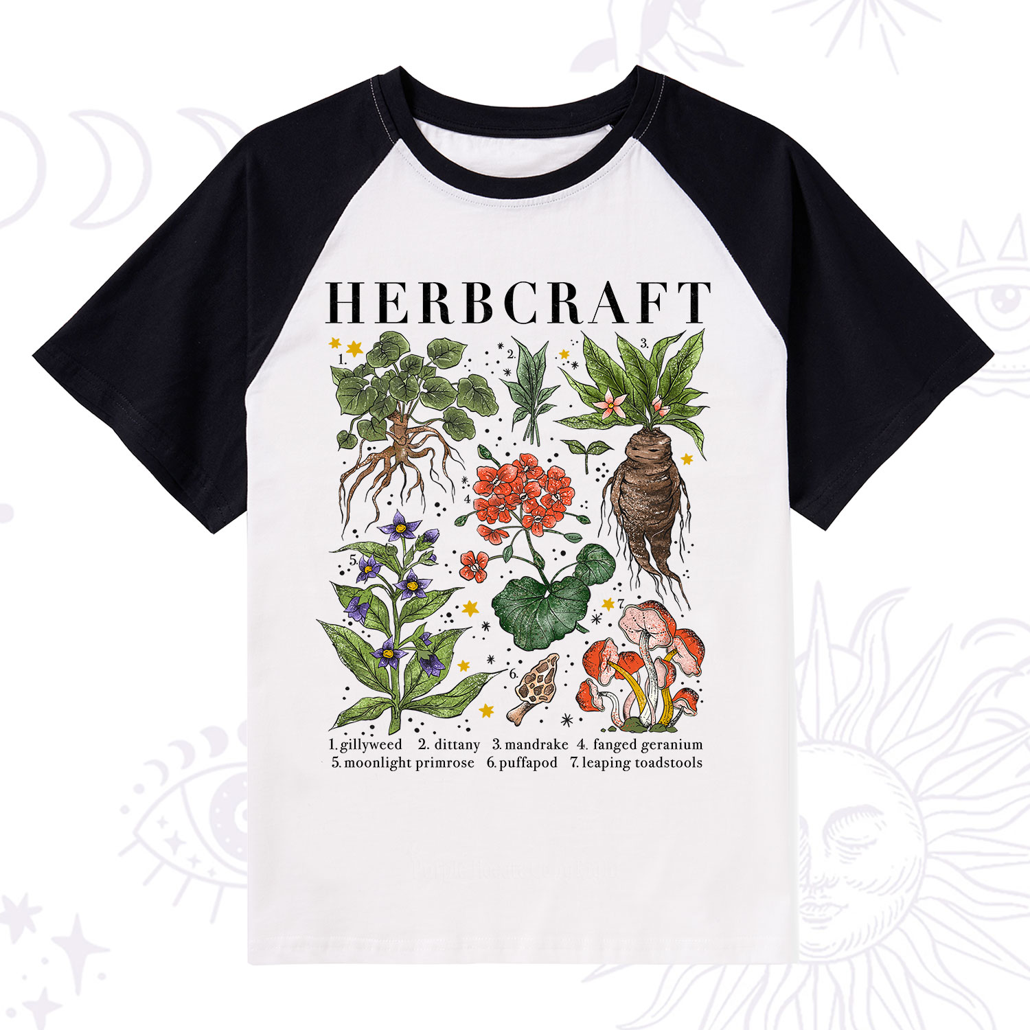 Purplehecate Magical Herbcraft Raglan Short Sleeve T‑Shirt