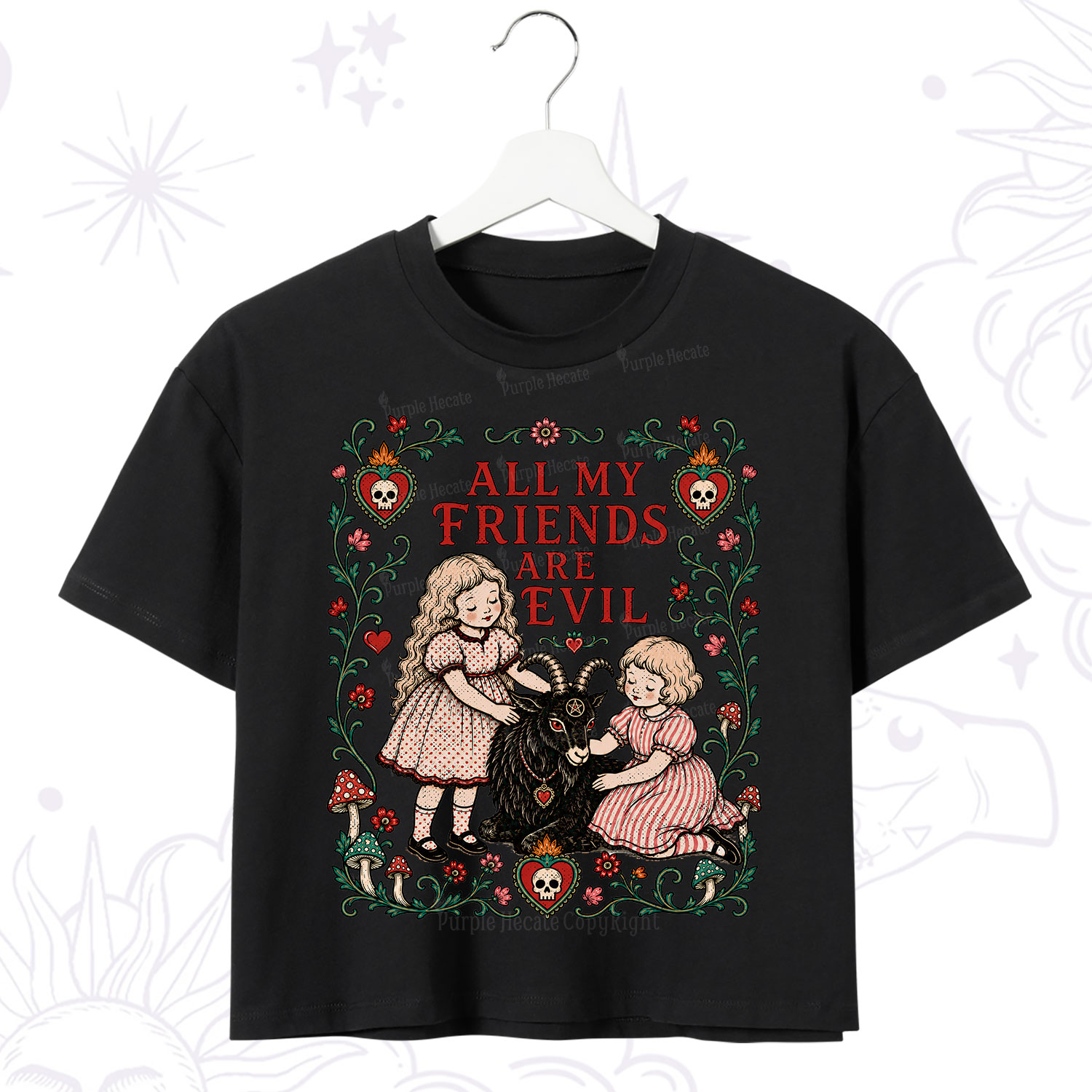 Purplehecate All My Friends Are Evil Crop T-Shirt