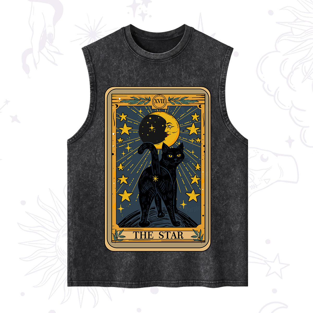 Purplehecate The Star Tarot Cat Washed Tank