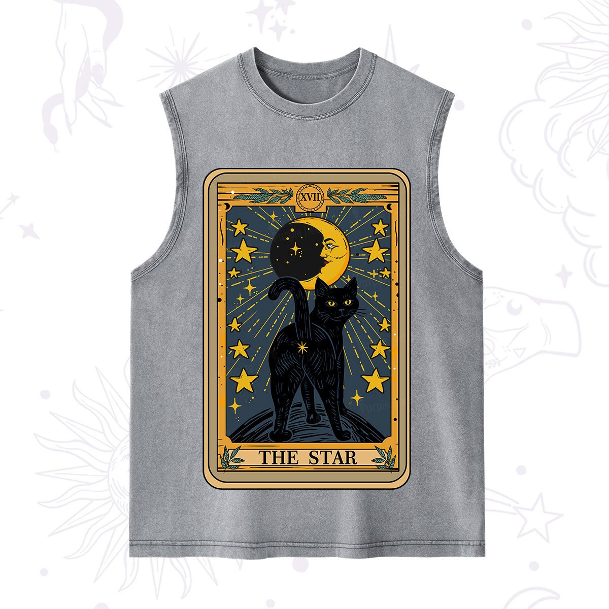 Purplehecate The Star Tarot Cat Washed Tank