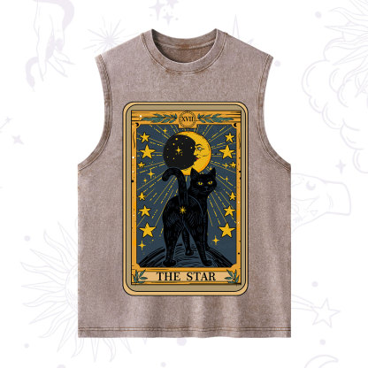Purplehecate The Star Tarot Cat Washed Tank