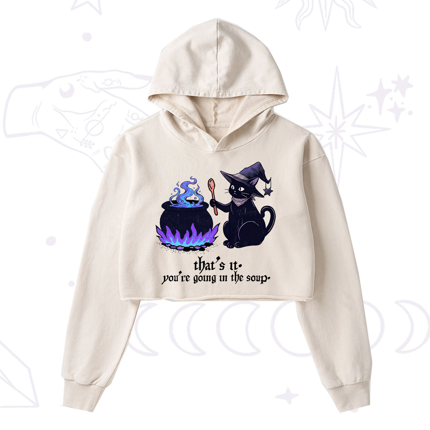Purplehecate That's It You're Going In The Soup Washed Cropped Hoodie