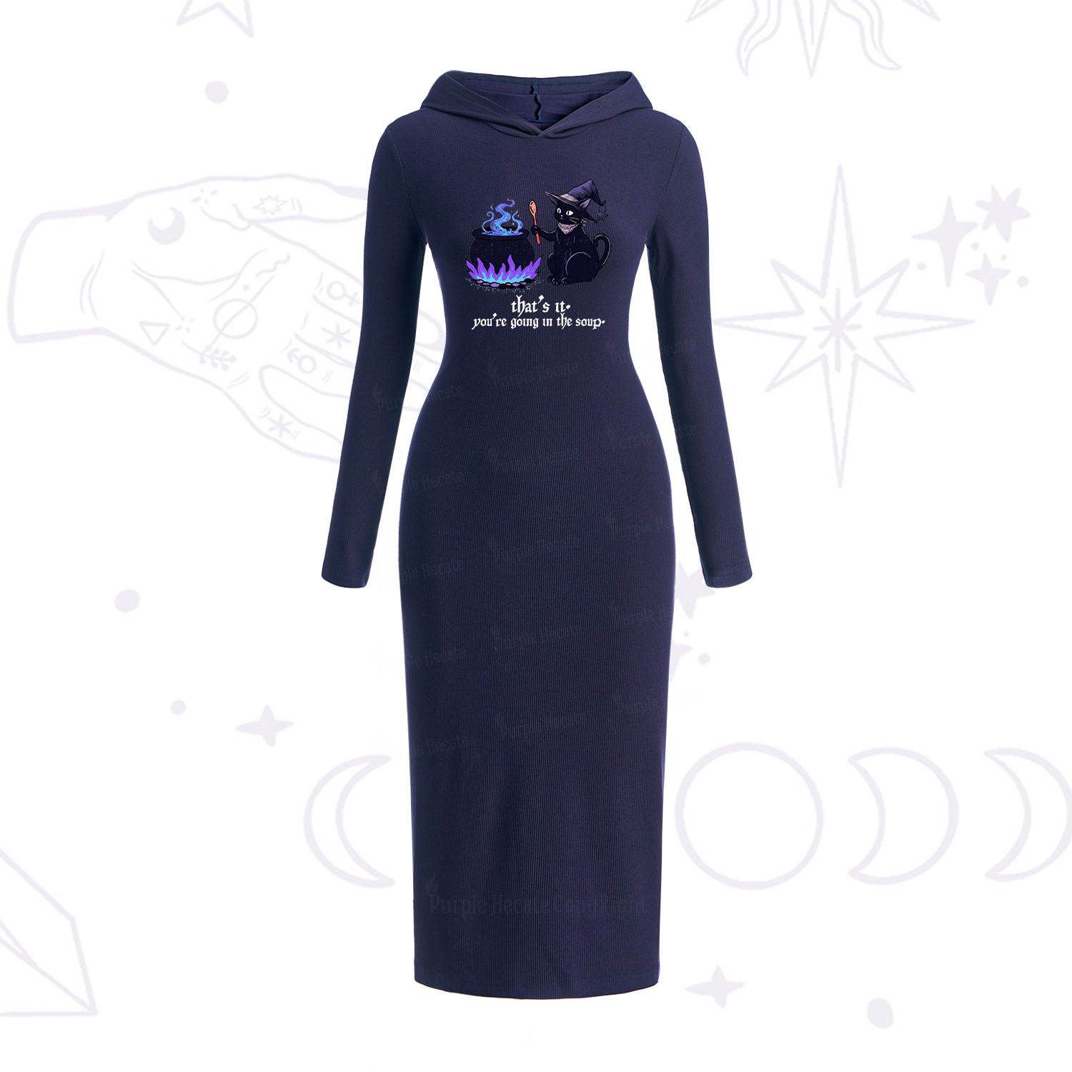 Purplehecate That's It You're Going In The Soup Hooded Knit Dress