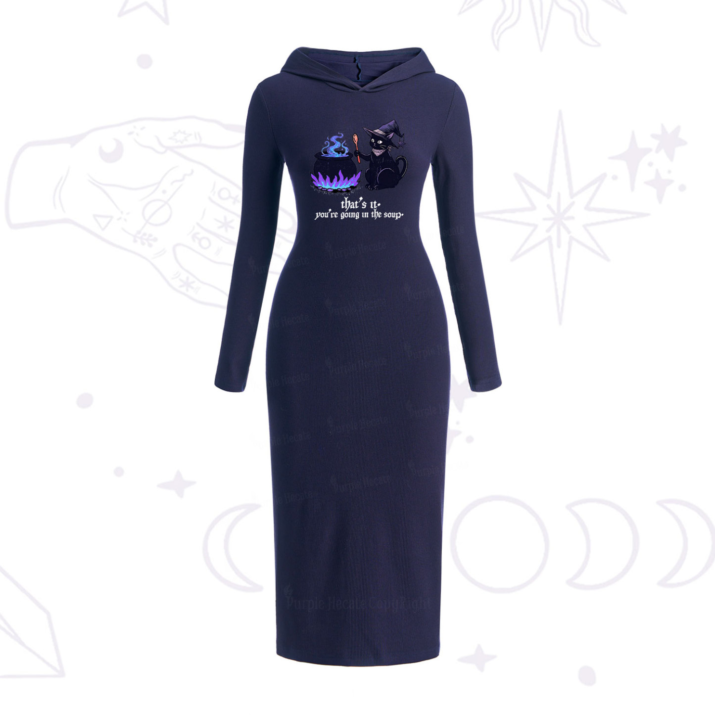 Purplehecate That's It You're Going In The Soup Hooded Knit Dress