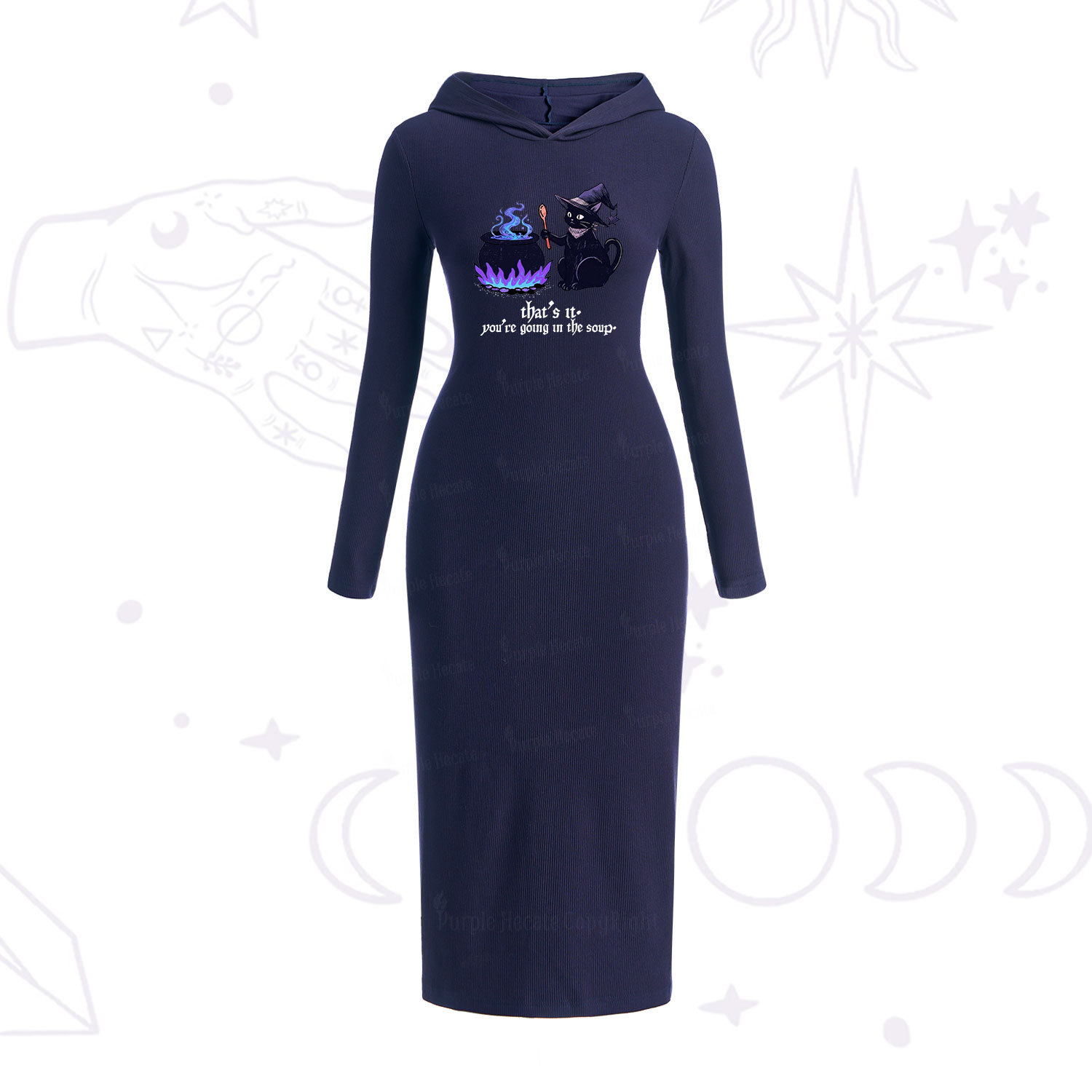 Purplehecate That's It You're Going In The Soup Hooded Knit Dress
