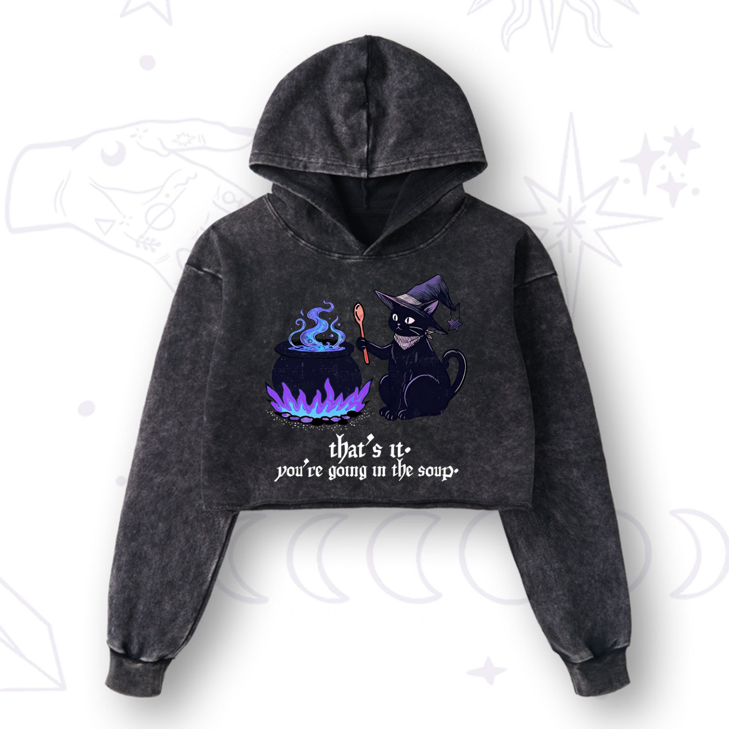Purplehecate That's It You're Going In The Soup Washed Cropped Hoodie