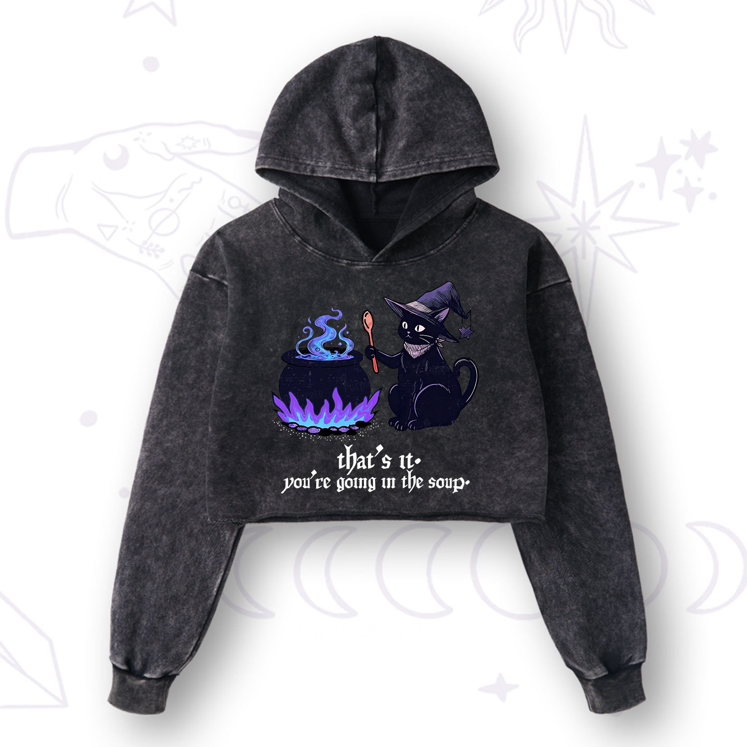 Purplehecate That's It You're Going In The Soup Washed Cropped Hoodie