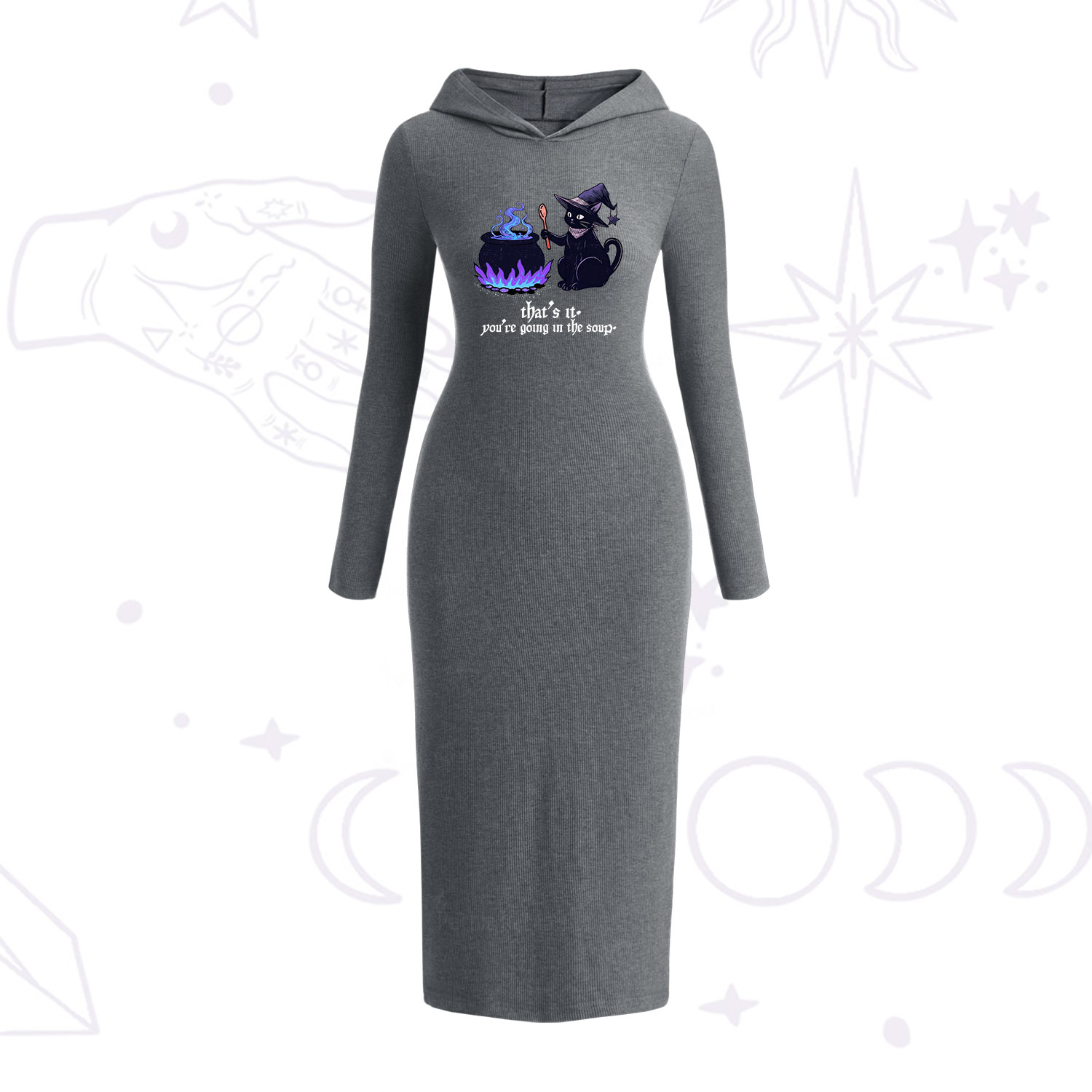 Purplehecate That's It You're Going In The Soup Hooded Knit Dress