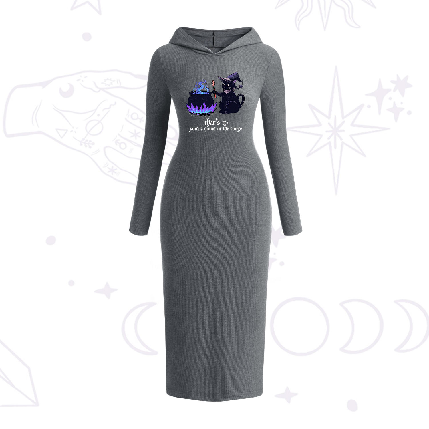 Purplehecate That's It You're Going In The Soup Hooded Knit Dress