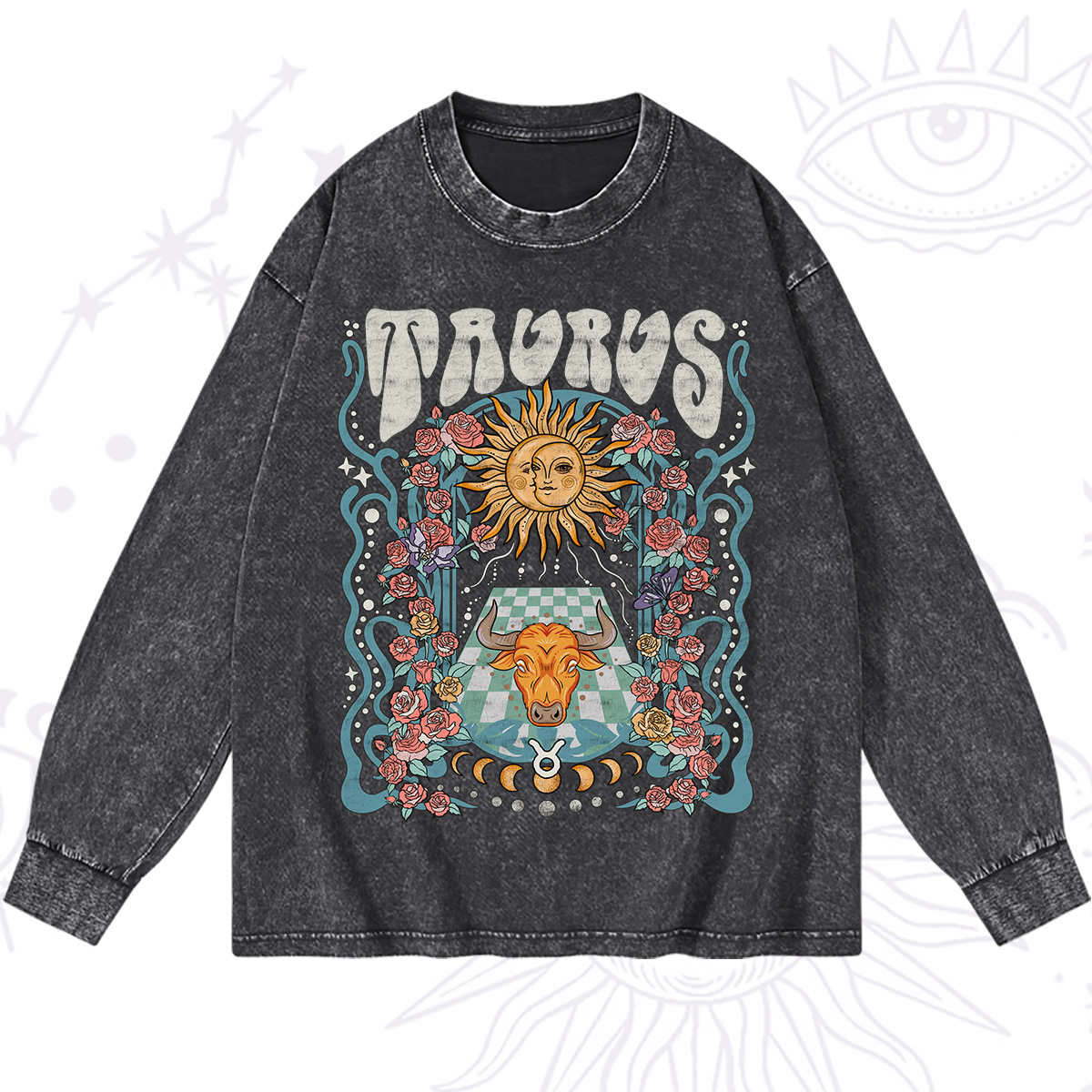 Purplehecate Taurus Spirit Zodiac Washed Long Sleeve Shirt