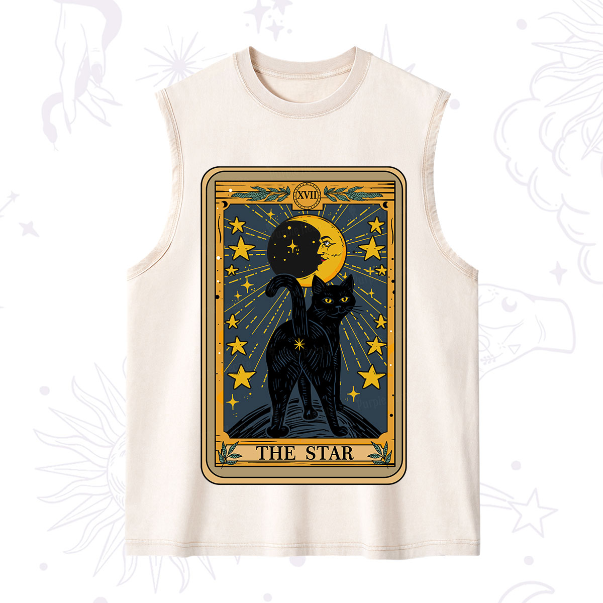 Purplehecate The Star Tarot Cat Washed Tank