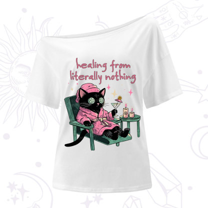 Purplehecate Healing From Literally Nothing One Shoulder T-Shirt