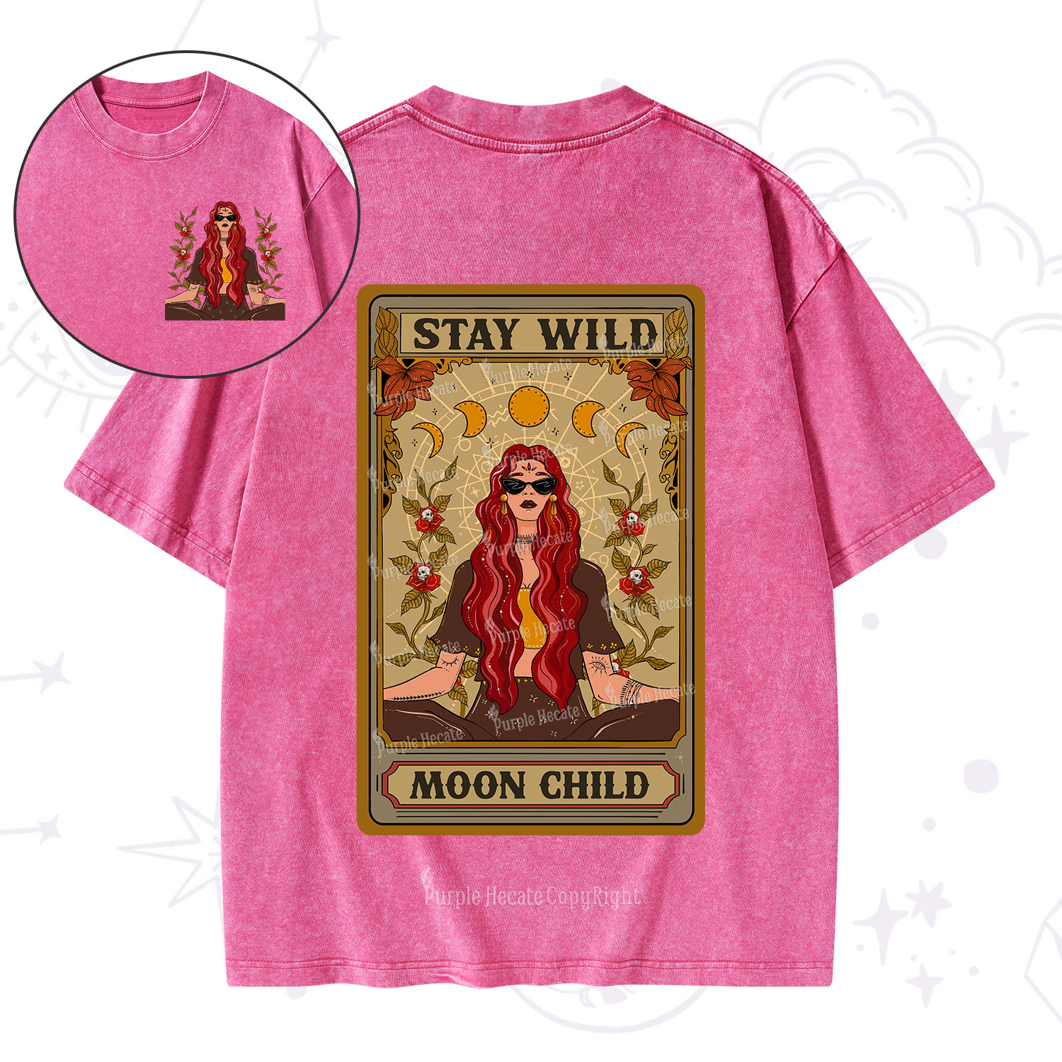 Purplehecate The Stay Wild Moon Child Oracle Card Washed T-Shirt