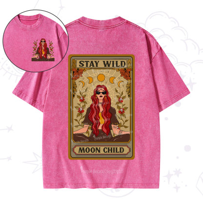 Purplehecate The Stay Wild Moon Child Oracle Card Washed T-Shirt