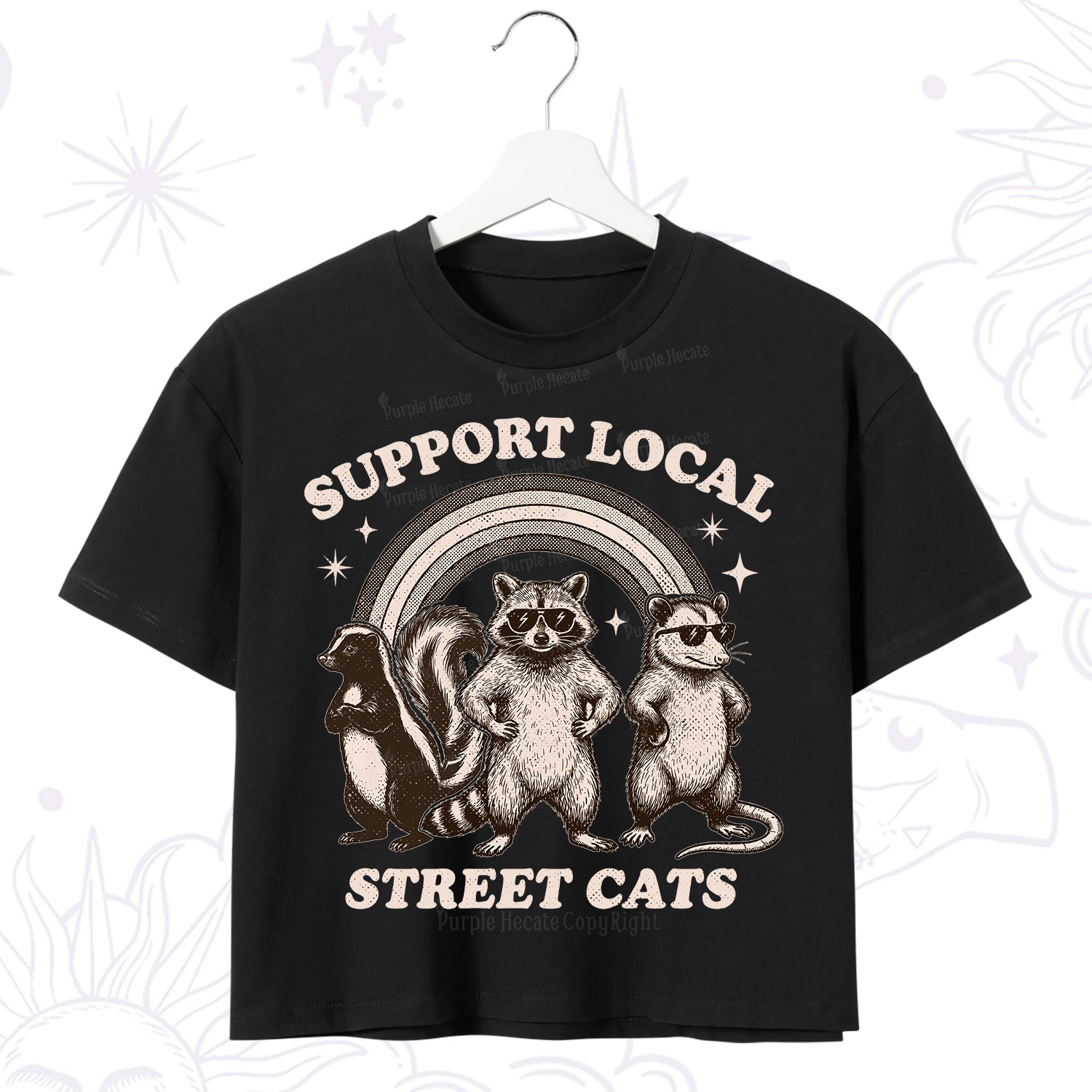 Purplehecate Support your local street cats Crop T-Shirt