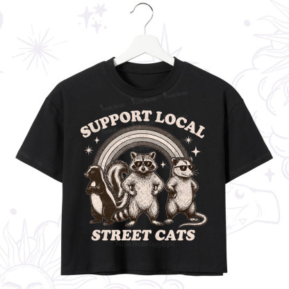 Purplehecate Support your local street cats Crop T-Shirt