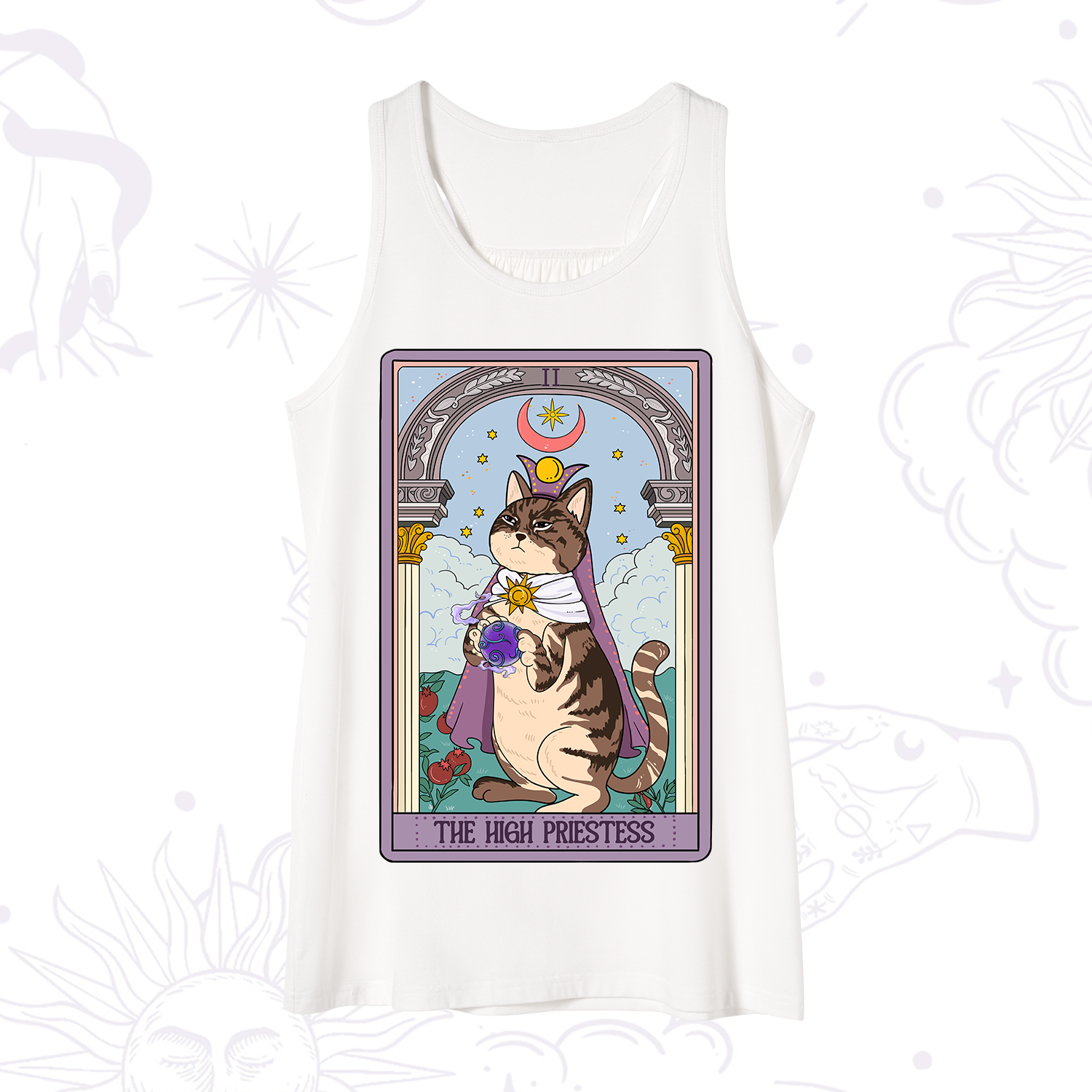 Purplehecate The High Priestess Cat Tarot Tank