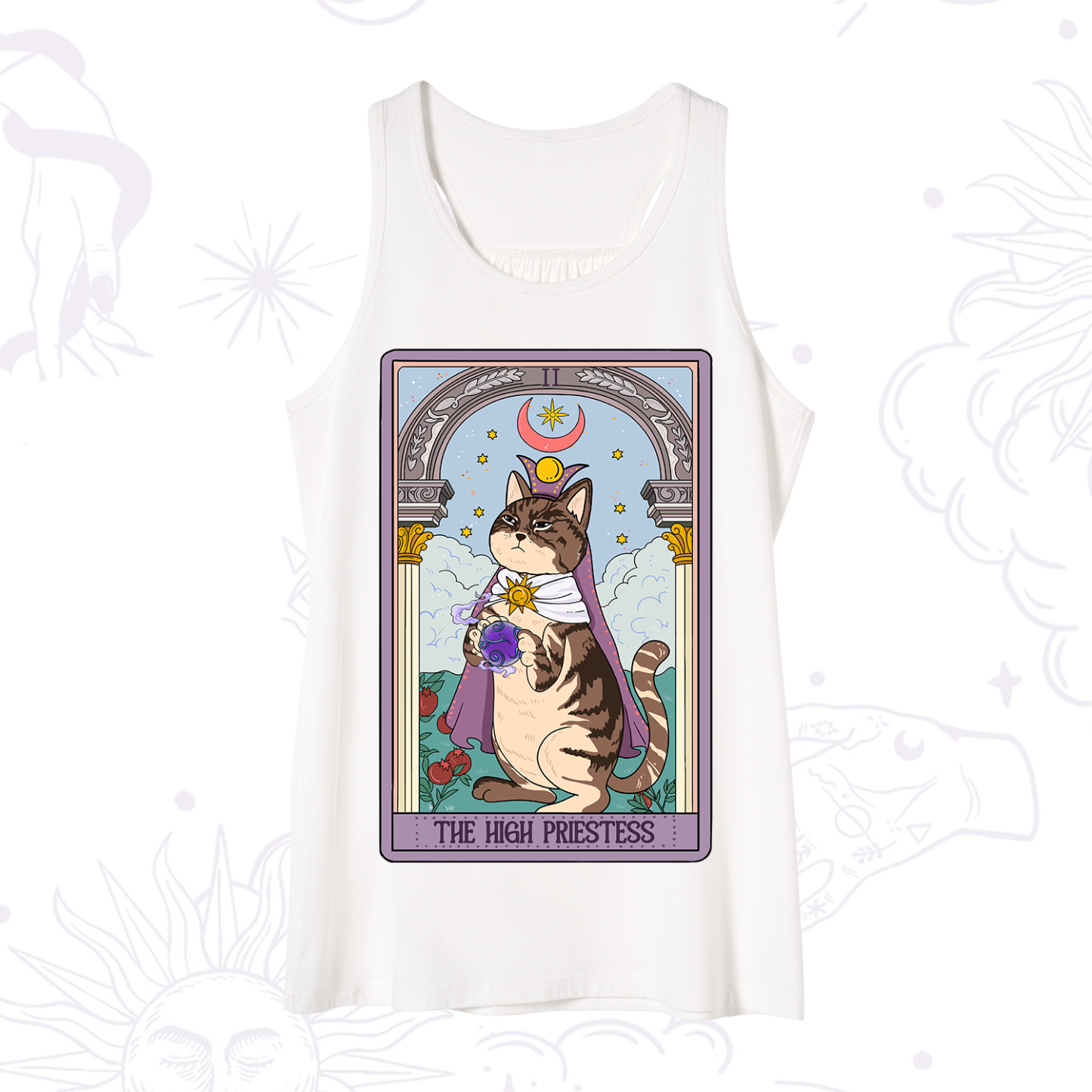 Purplehecate The High Priestess Cat Tarot Tank