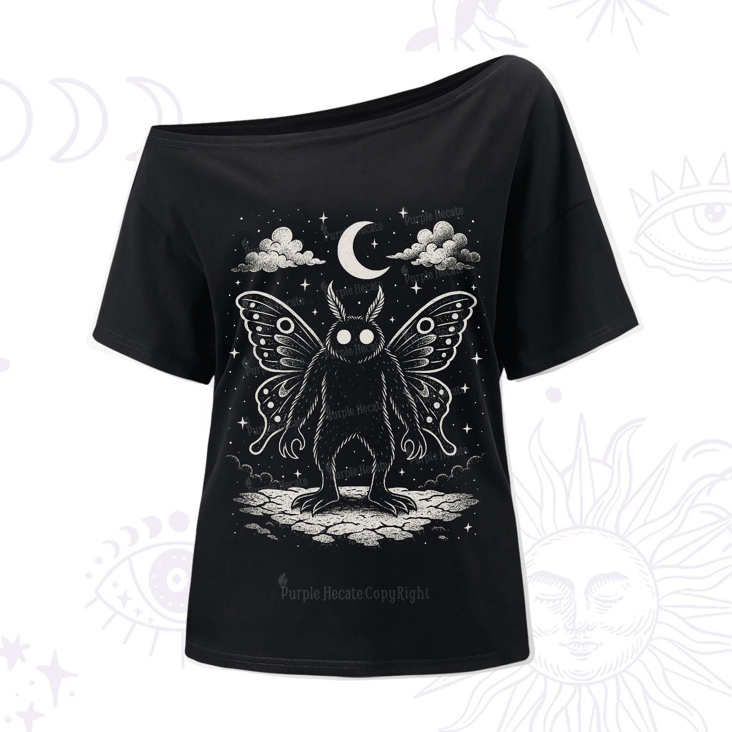 Purplehecate Celestial Cryptid Mothman One Shoulder T-Shirt