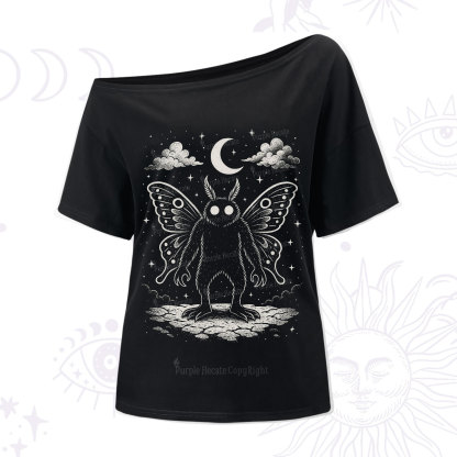 Purplehecate Celestial Cryptid Mothman One Shoulder T-Shirt