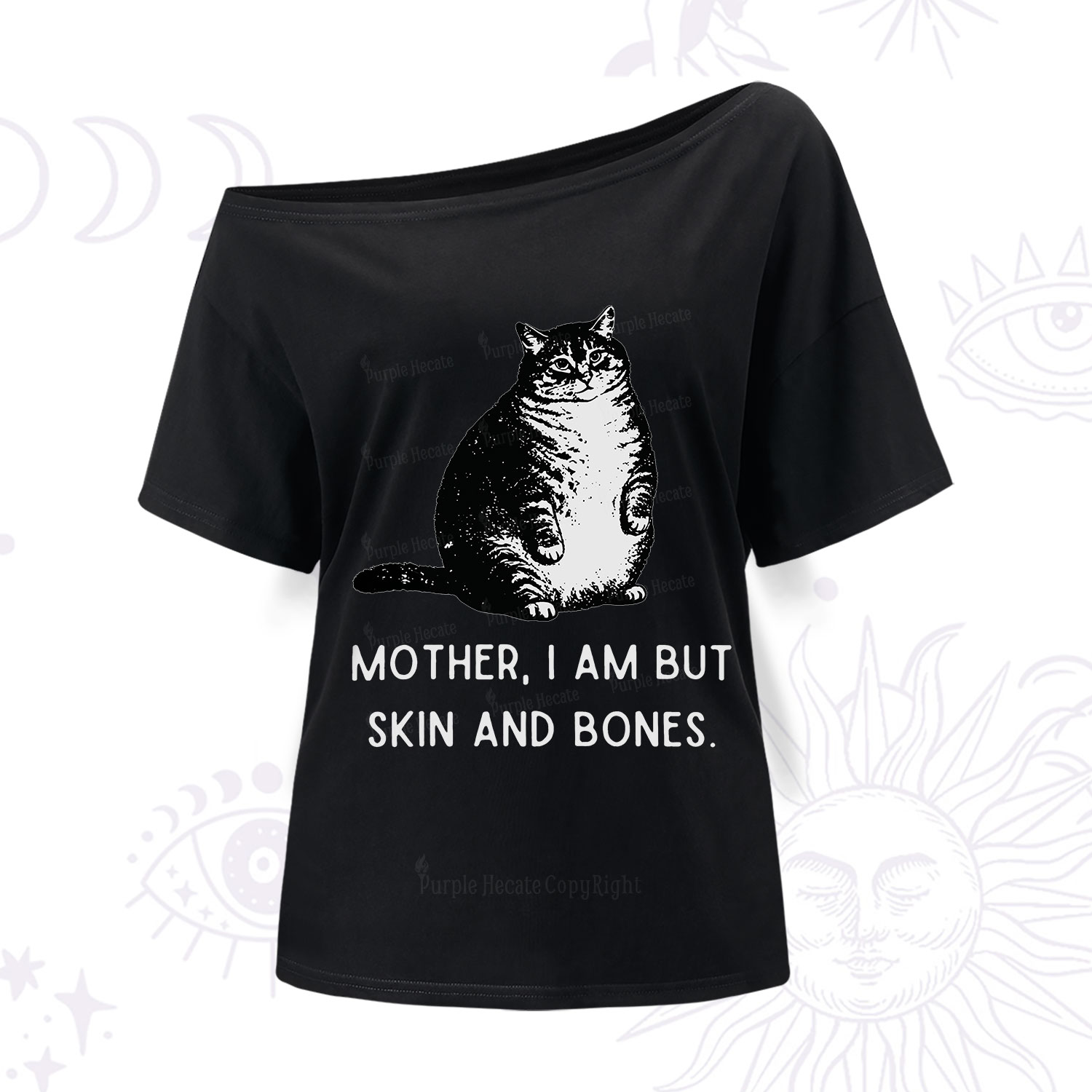Purplehecate Cat Mother I Am But Skin And Bones One Shoulder T-Shirt
