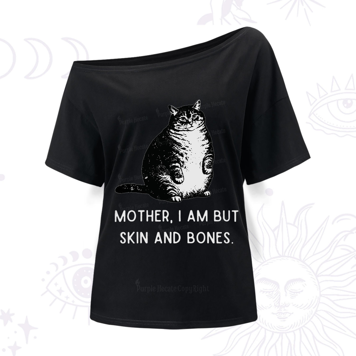 Purplehecate Cat Mother I Am But Skin And Bones One Shoulder T-Shir