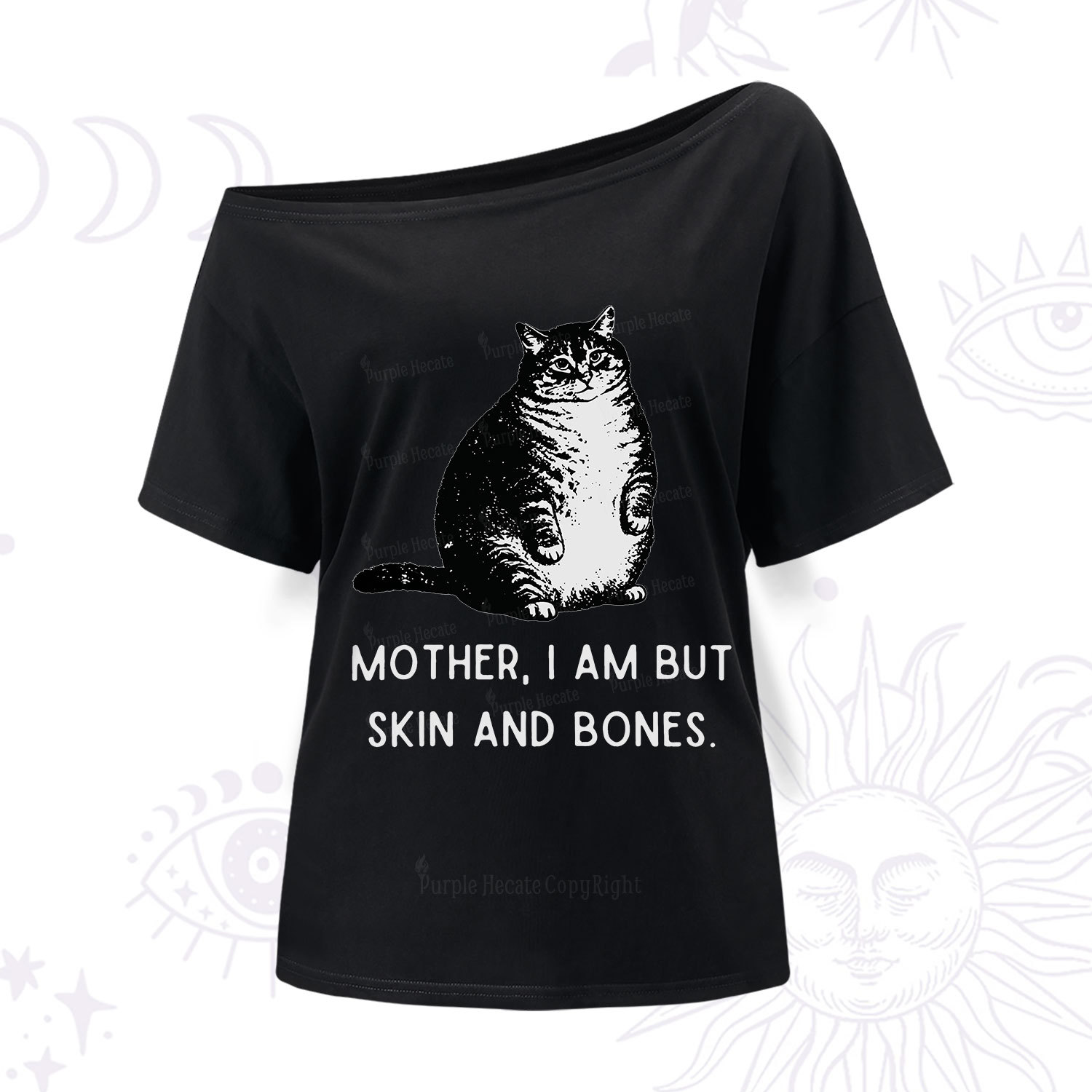 Purplehecate Cat Mother I Am But Skin And Bones One Shoulder T-Shir
