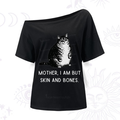 Purplehecate Cat Mother I Am But Skin And Bones One Shoulder T-Shirt