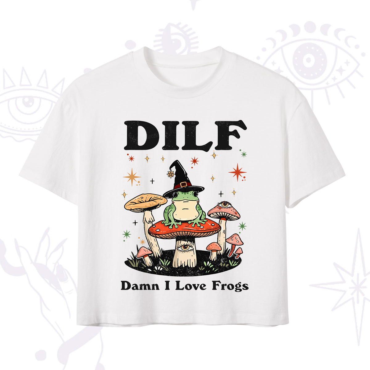 Purplehecate Dilf Damn I Love Frogs Crop T-Shirt