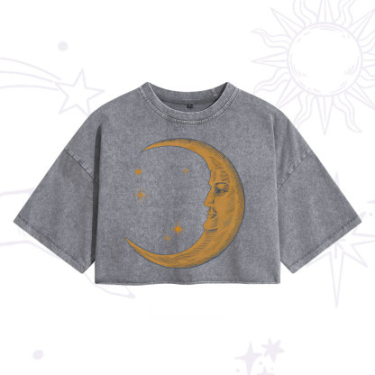 Purplehecate Celestial Moon Washed Cropped T-Shirt