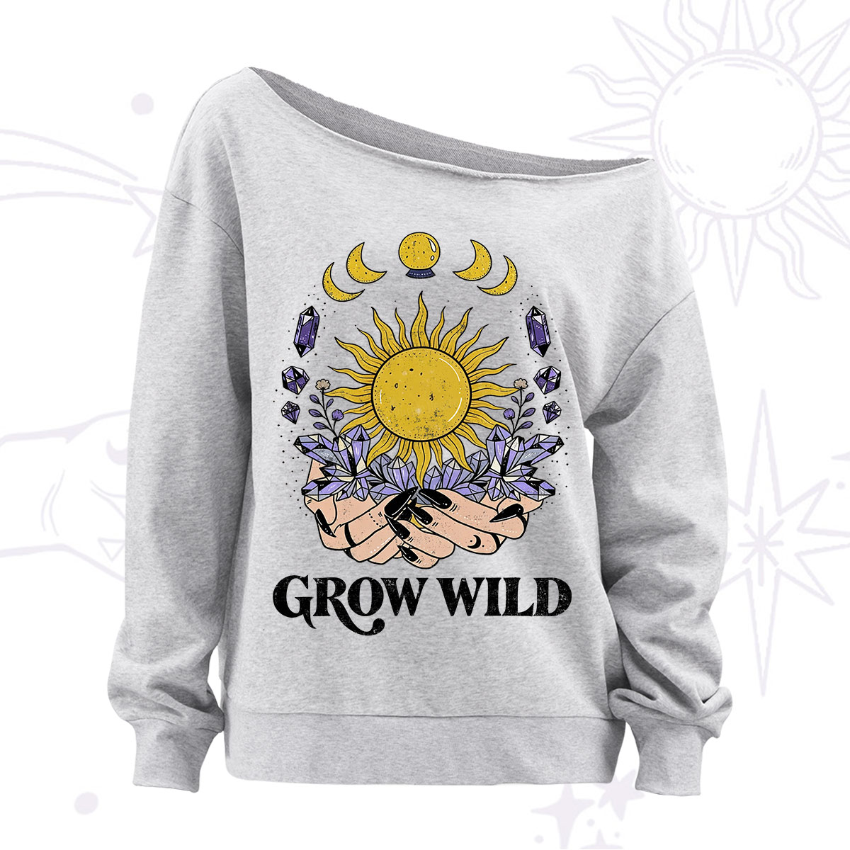Purplehecate Grow Wild Off The Shoulder Sweatshirt